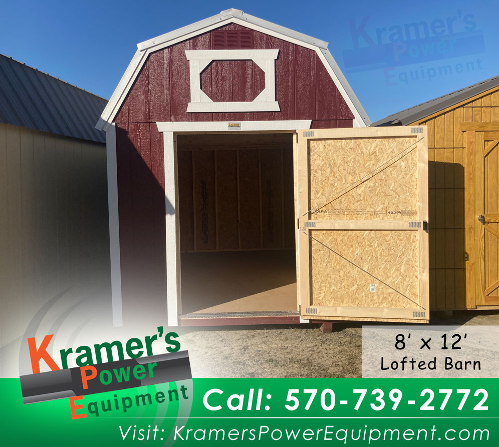 Red Lofted Barn Shed with Single Door 8x12