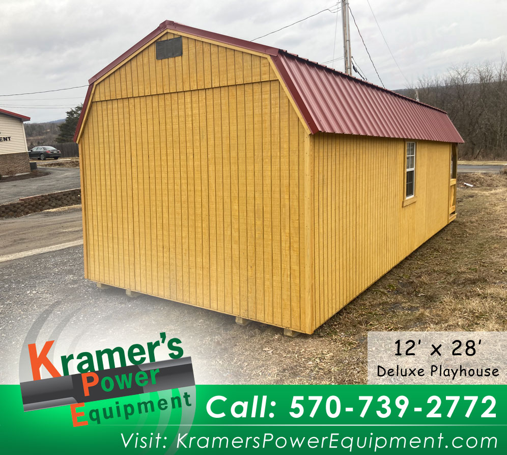 Back of Deluxe Playhouse Honey Gold Lofted Barn (12'x28')