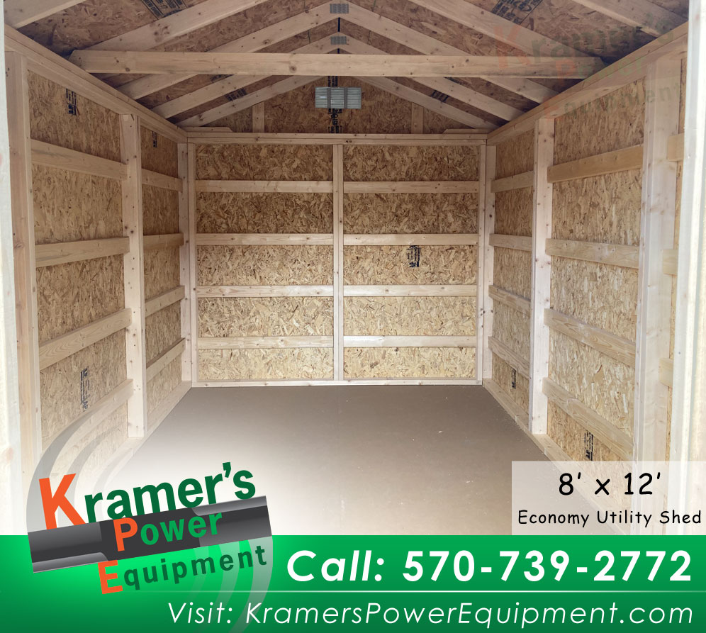 Best Price Utility Shed (8' x 12') inside view of studs and walls