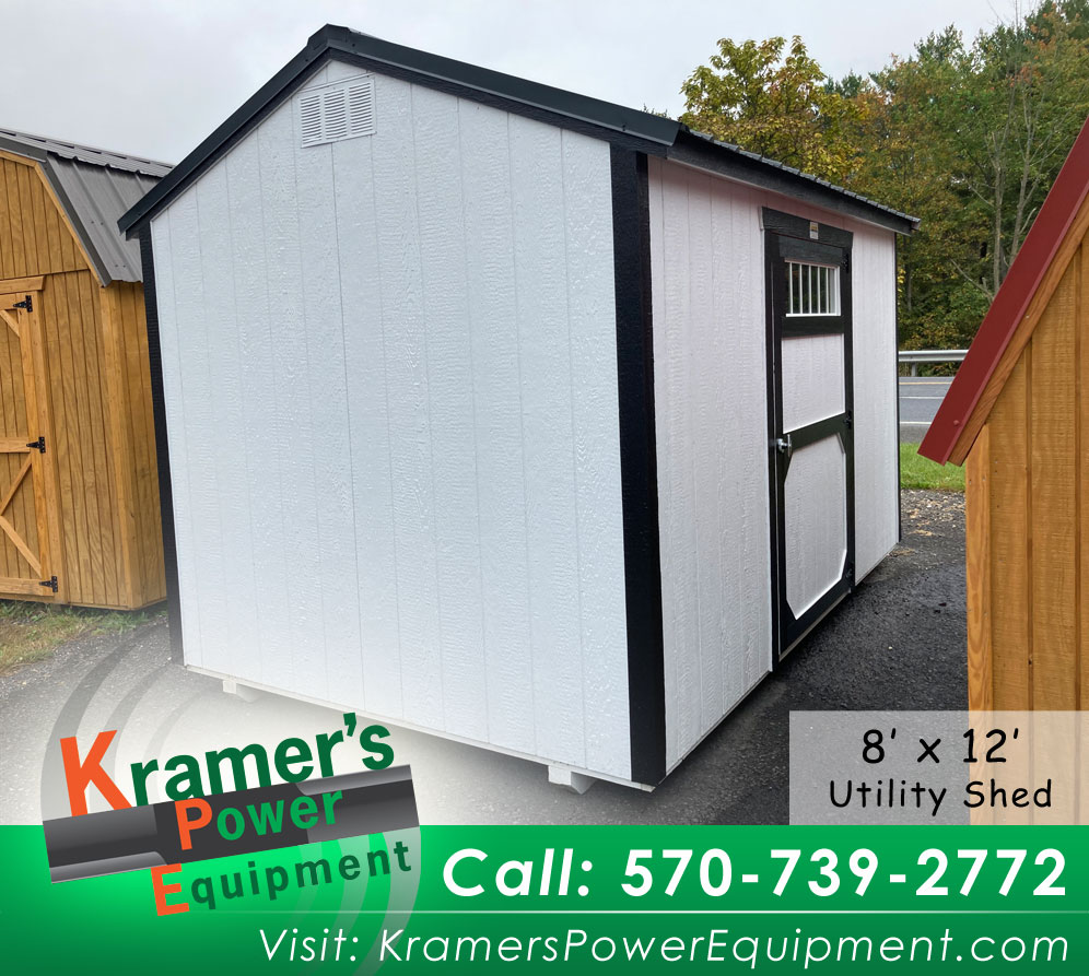 Garden Shed 8'x12'White Utility With a Metal Roof