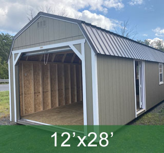 12x28 Lofted Barn Garage Clay Shed with Work Bench & Loft
