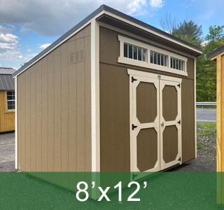 8x12 Buckskin Studio Single Roof Pitch Shed with Windows 6ft Double Door