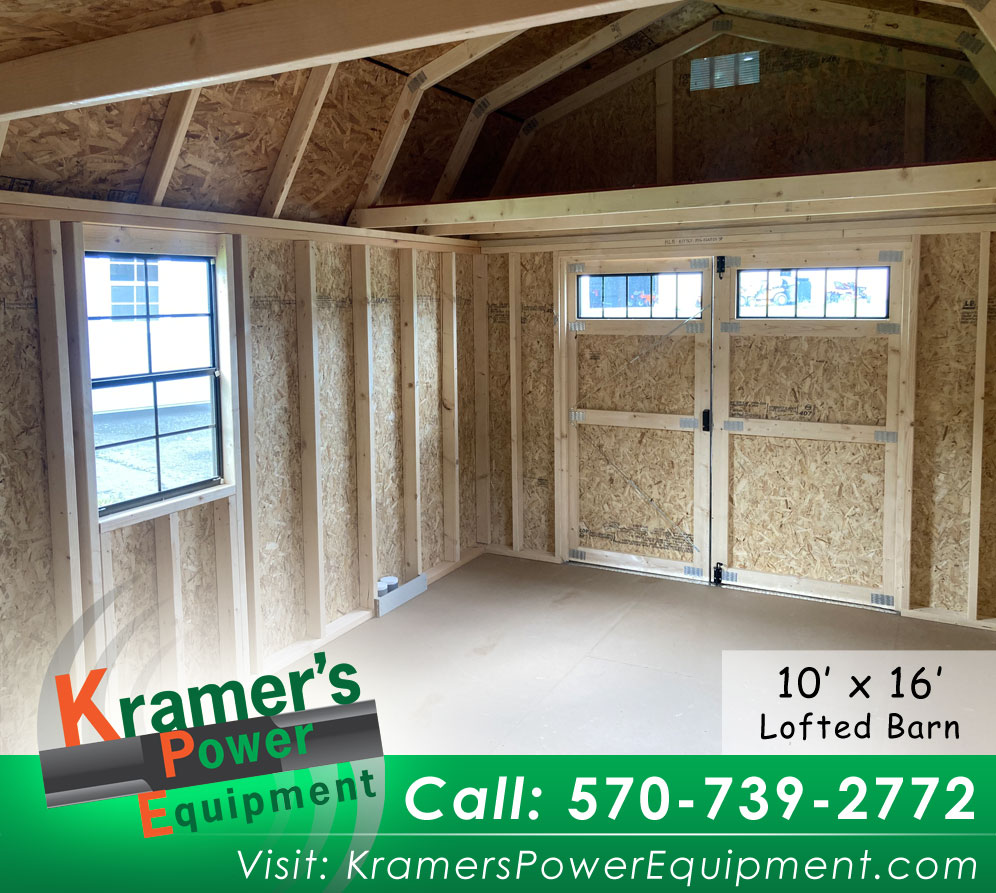 Black Lofted Barn with Double Doors & with Windows (10'x16')