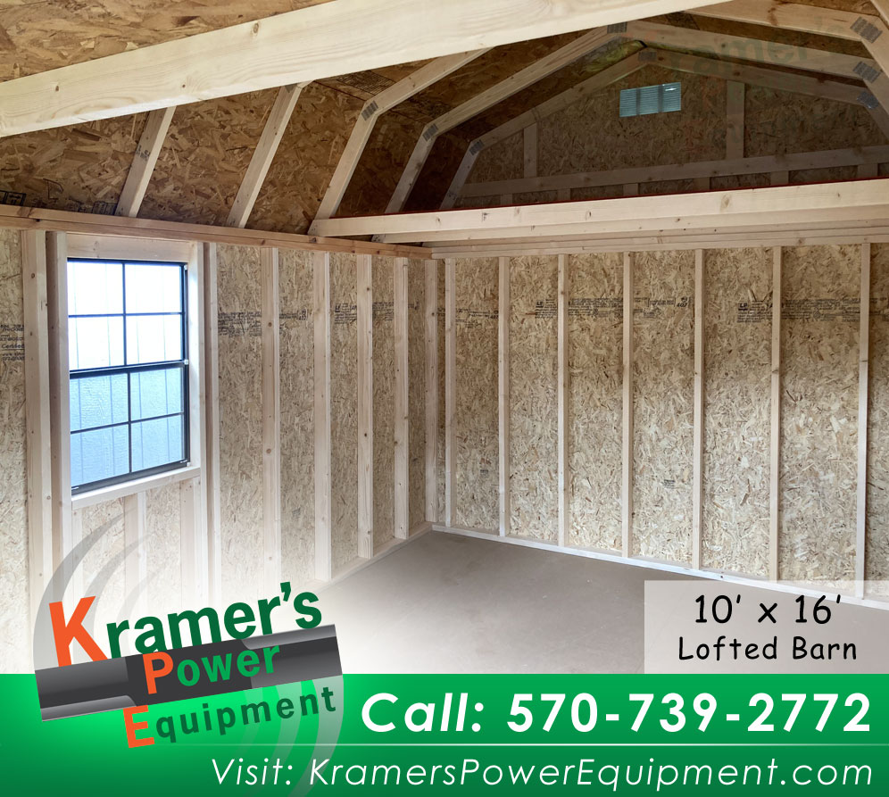 Black Lofted Barn with Double Doors & with Windows (10'x16')