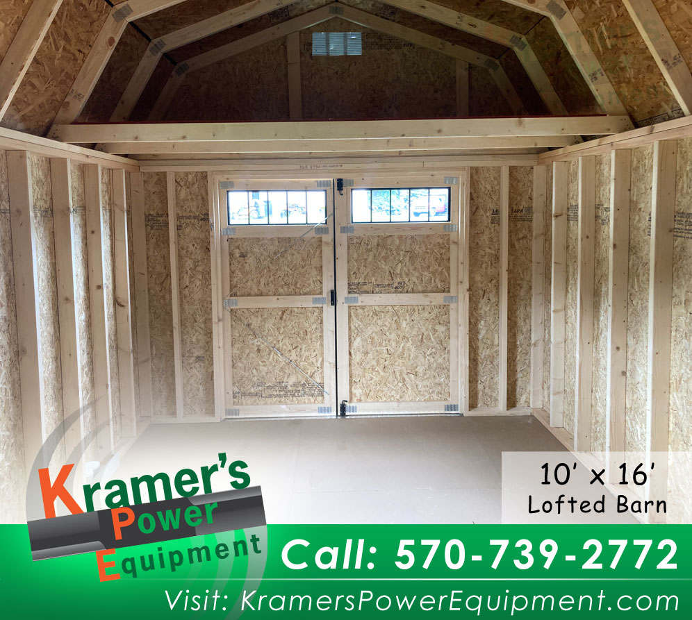 Black Lofted Barn with Double Doors & with Windows (10'x16')