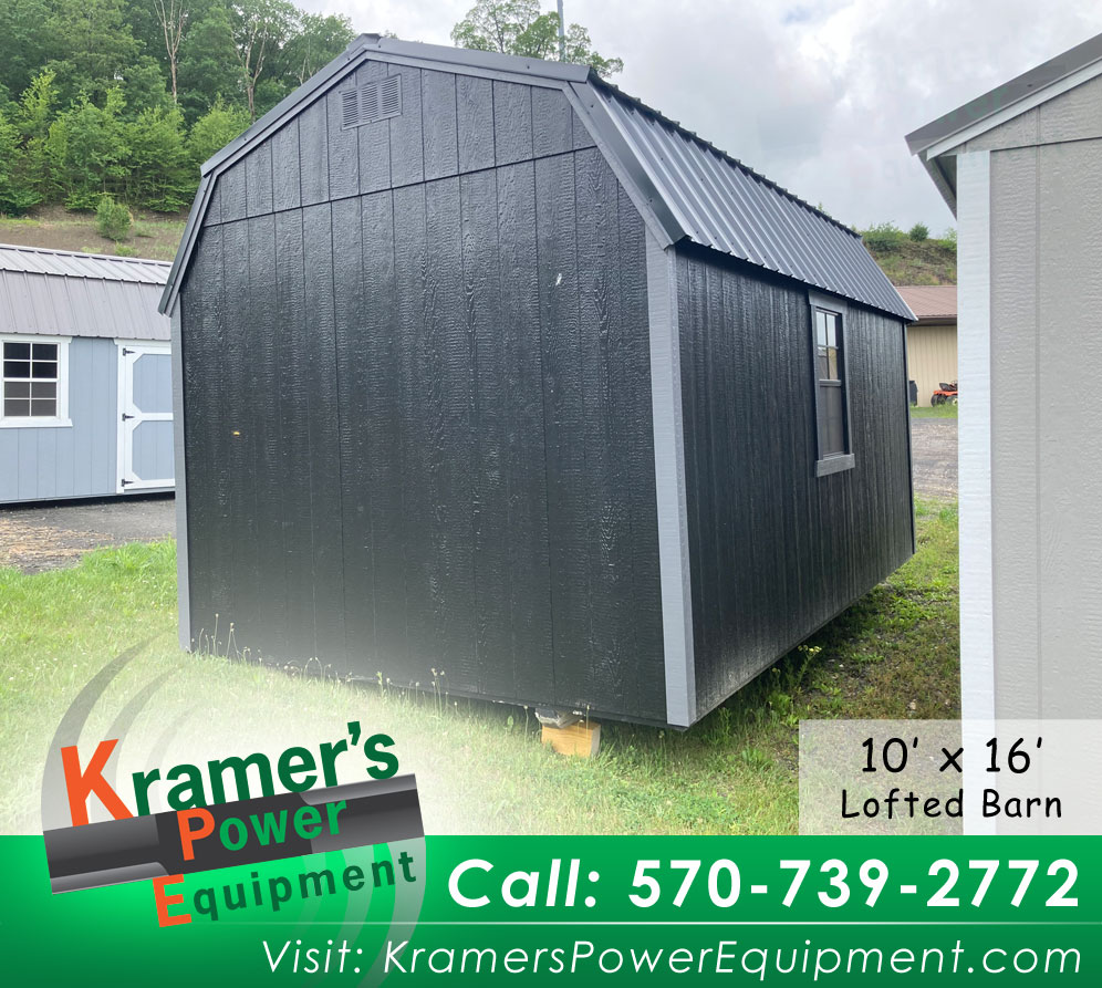 Black Lofted Barn with Double Doors & with Windows (10'x16')