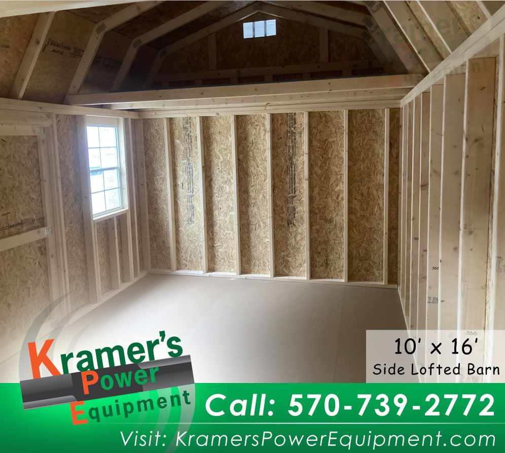 Gray Lofted Barn with Double Doors & Windows (10'x16')
