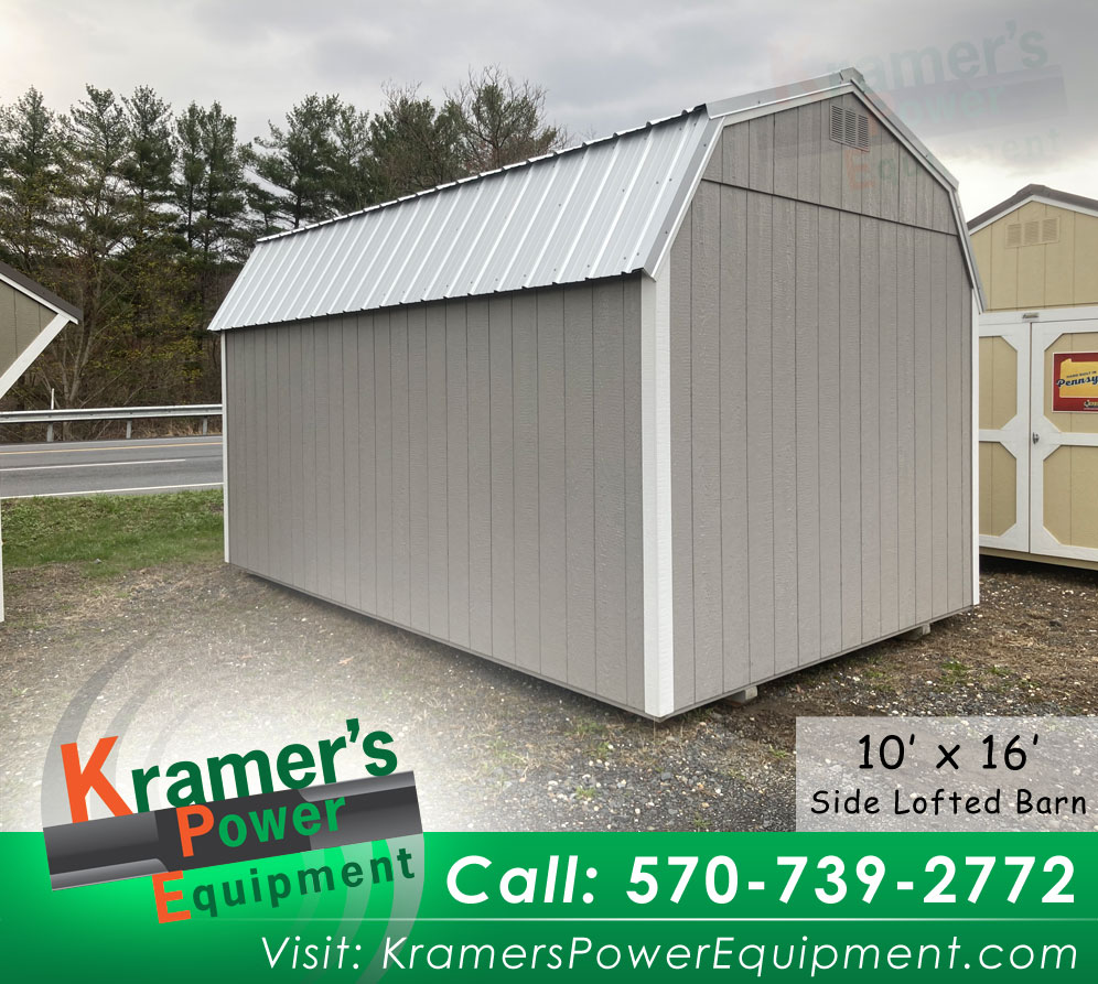 Gray Lofted Barn with Double Doors & Windows (10'x16')