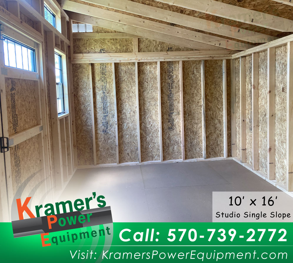 Inside Studio Single Slope Shed (10'x16') - Price Sale Sheet