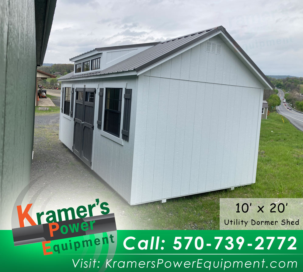 White Dormer Shed with Peppercorn Doors (10'x20') - Price Sale Sheet