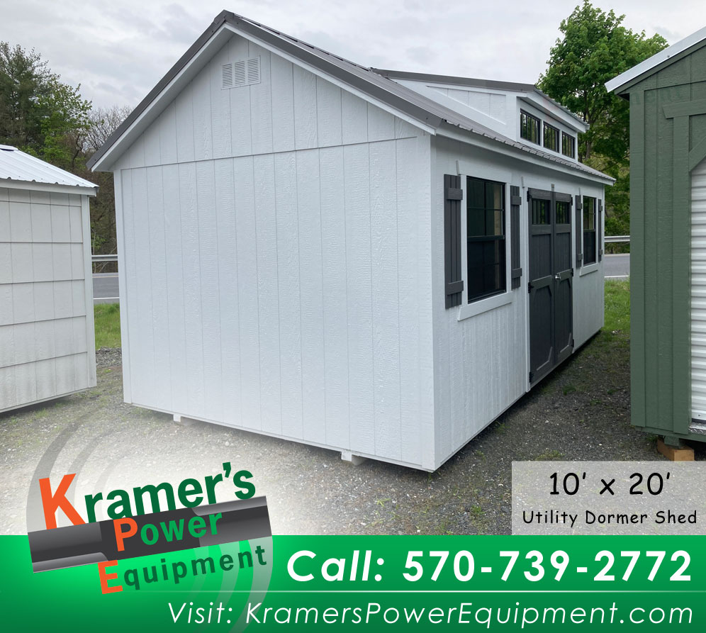 White Dormer Shed with Peppercorn Doors (10'x20') - Price Sale Sheet