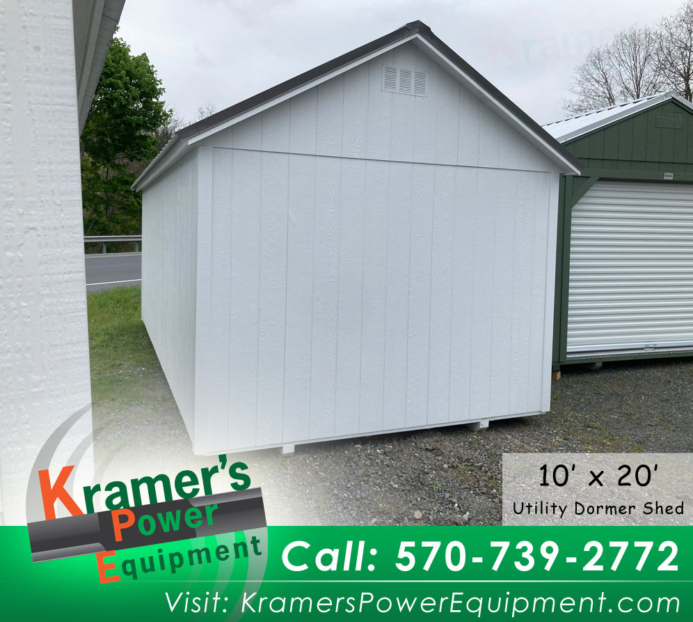 White Dormer Shed with Peppercorn Doors (10'x20') - Price Sale Sheet