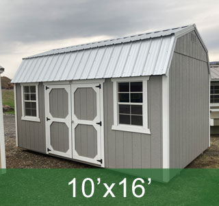 Gray Lofted Barn with Windows and Double Door