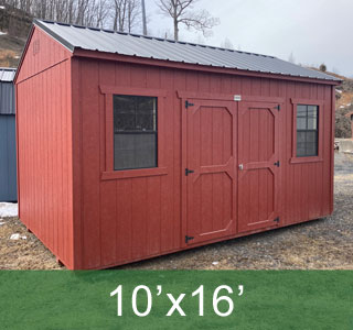 Red Side Utility Shed with Windows